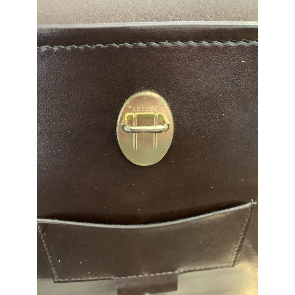 Vintage Leather Briefcase/Attache, Dark Brown, Made In Canada, Ariet Hardware - Picture 7 of 11